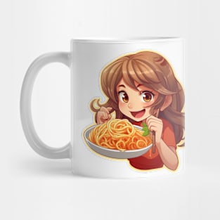 Cute Girl Eating Spaghetti Mug